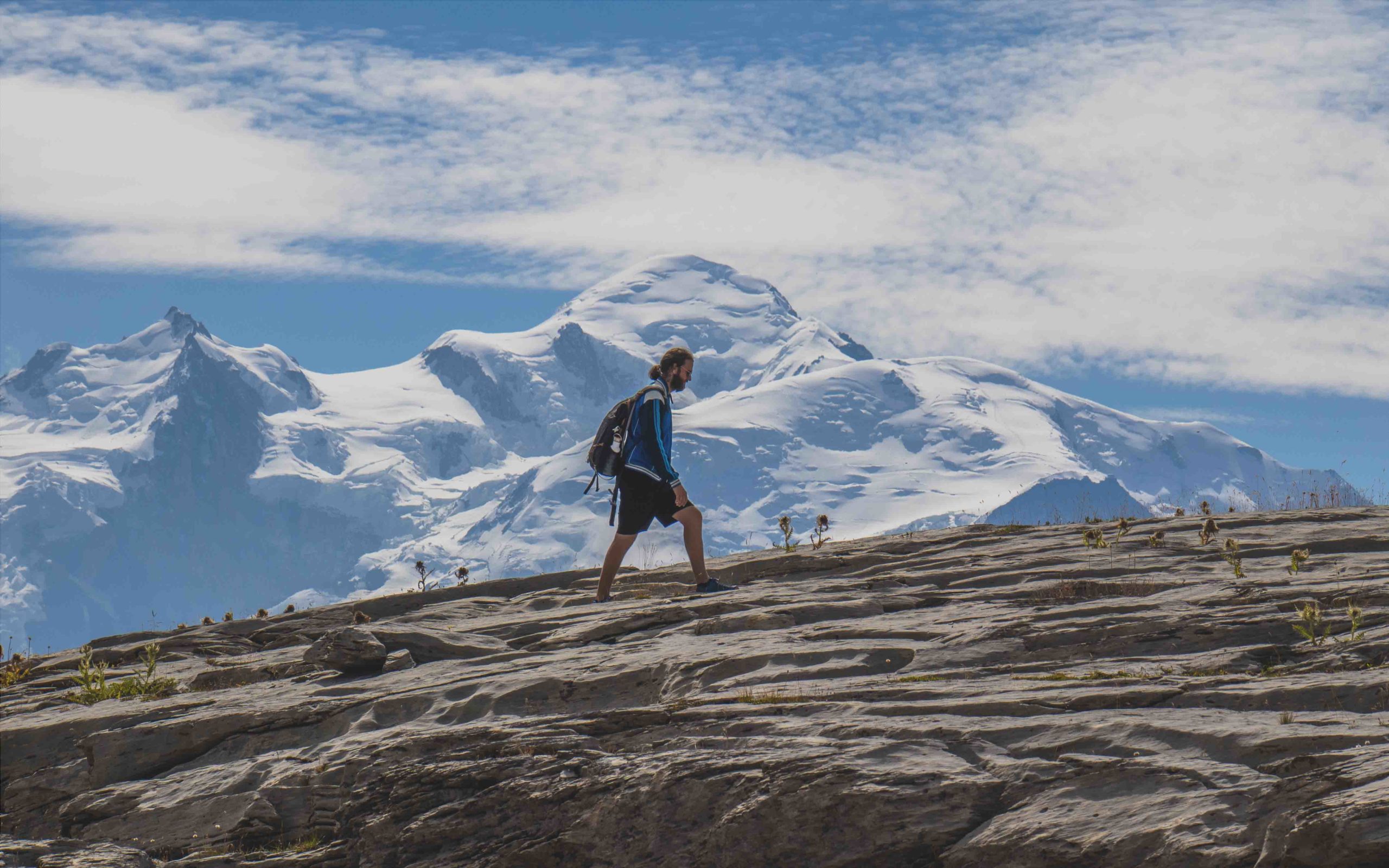 Hiking in the Désert de Platé, with Mont Blanc in the background